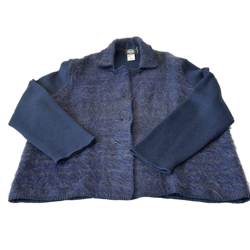 Magic Women's Mohair Blend Jacket Sz XL Blue Buttons Made in Italy